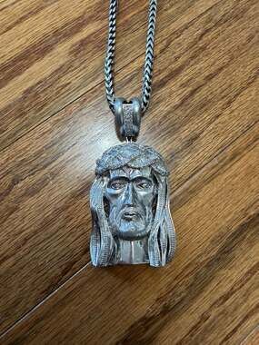 925 Sterling Silver Iced Out Jesus Piece Pendant 36” Franco Chain Italy